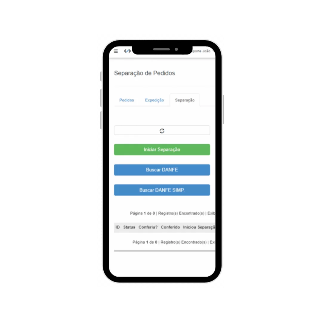 Interface de separação de pedidos