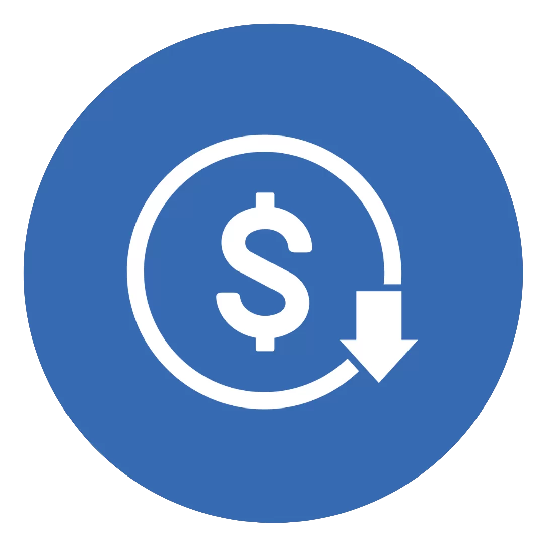 Ícone de redução de custos